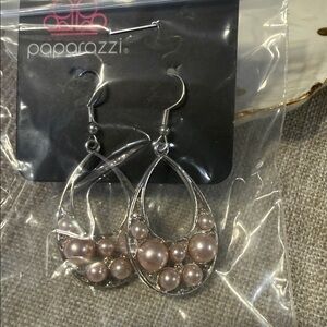 Paparazzi Silver Earrings with Pink Beads